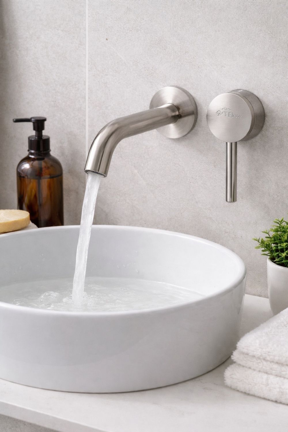 T-Flow Unterputz Waschtisch Armatur Set Gebürstet Chrom – moderne Badarmatur mit stilvollem Design